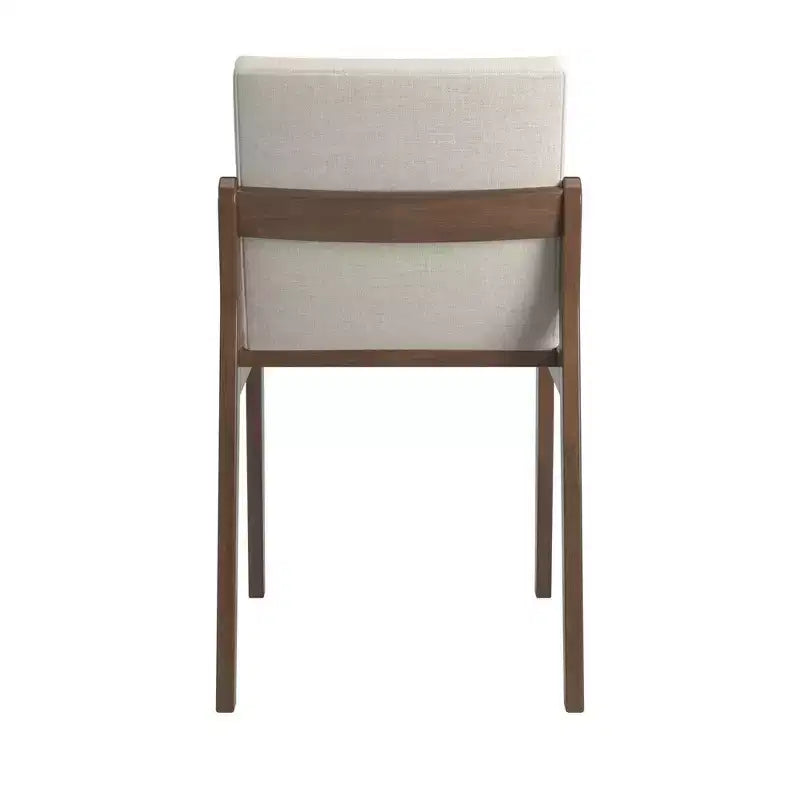 Sedie da pranzo senza braccioli in lino beige, set da 2