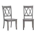 Sedia da pranzo in legno senza braccioli con doppio schienale a X, vari colori, set da 2