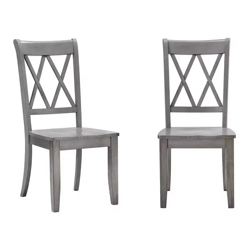 Sedia da pranzo in legno senza braccioli con doppio schienale a X, vari colori, set da 2