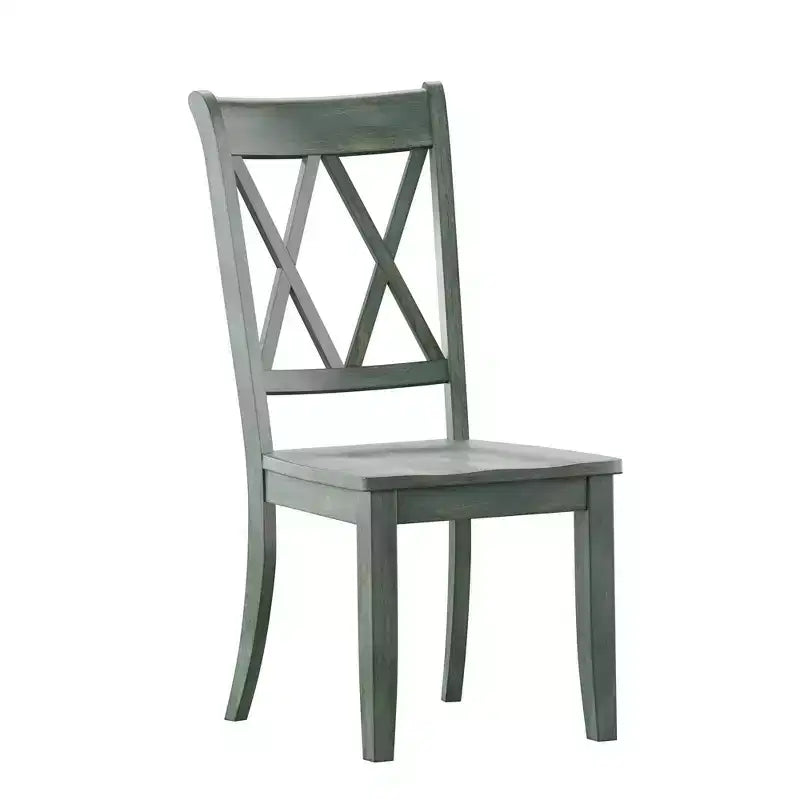 Sedia da pranzo in legno senza braccioli con doppio schienale a X, vari colori, set da 2