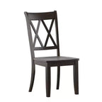Sedia da pranzo in legno senza braccioli con doppio schienale a X, vari colori, set da 2