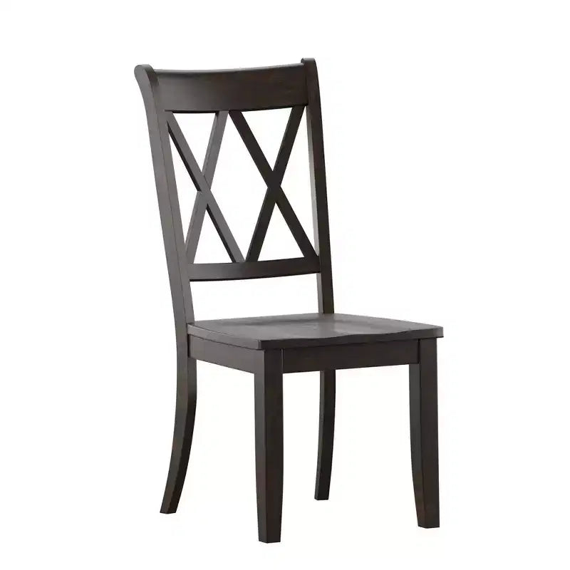 Sedia da pranzo in legno senza braccioli con doppio schienale a X, vari colori, set da 2