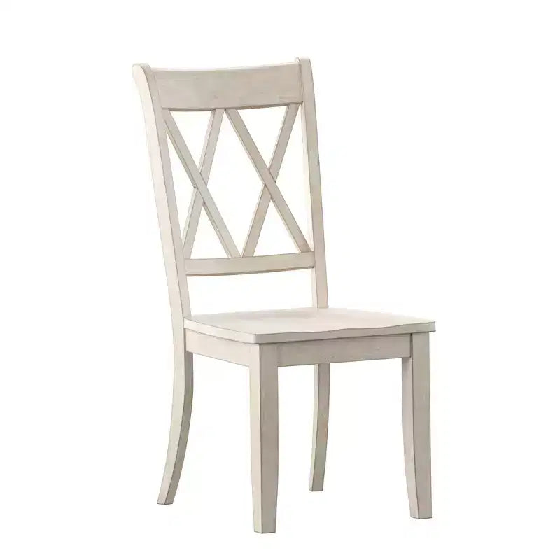Sedia da pranzo in legno senza braccioli con doppio schienale a X, vari colori, set da 2