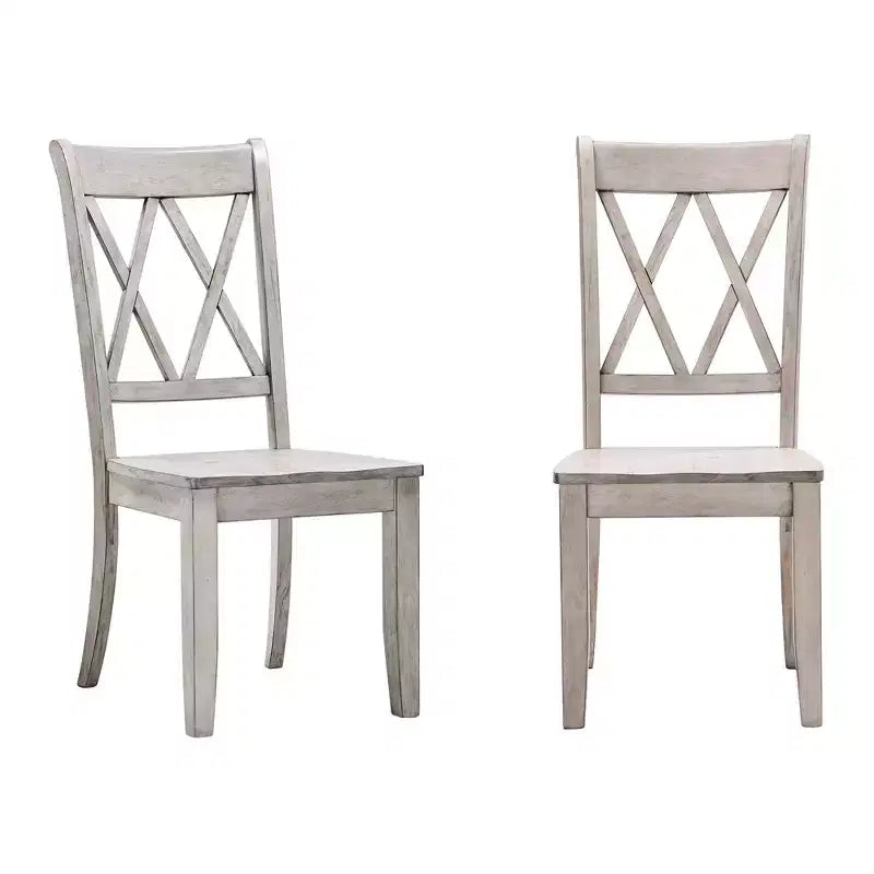 Sedia da pranzo in legno senza braccioli con doppio schienale a X, vari colori, set da 2