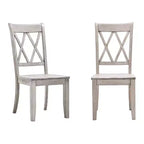 Sedia da pranzo in legno senza braccioli con doppio schienale a X, vari colori, set da 2