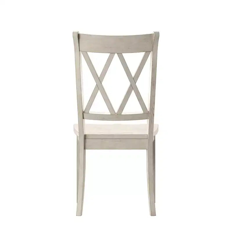 Sedia da pranzo in legno senza braccioli con doppio schienale a X, vari colori, set da 2
