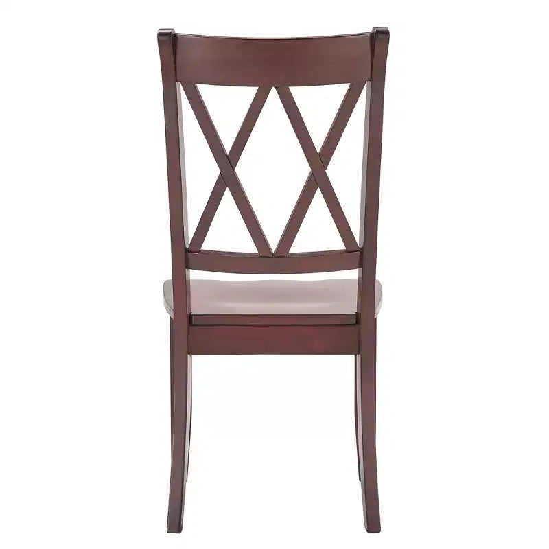 Sedia da pranzo in legno senza braccioli con doppio schienale a X, vari colori, set da 2
