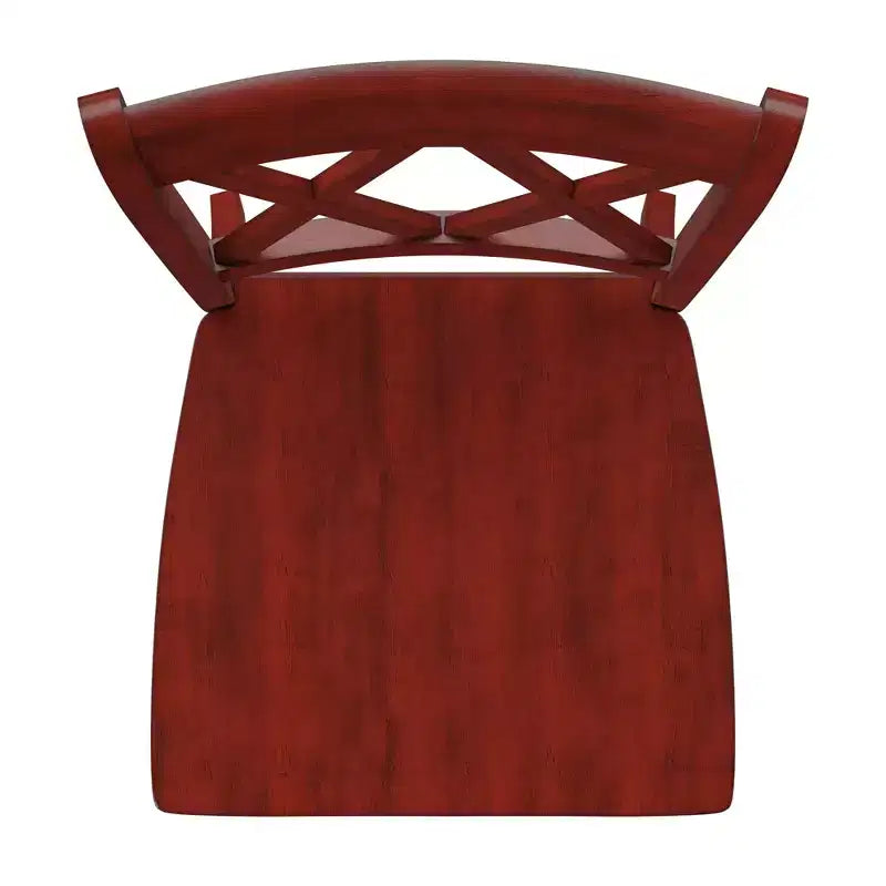 Sedia da pranzo in legno senza braccioli con doppio schienale a X, vari colori, set da 2