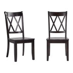 Sedia da pranzo in legno senza braccioli con doppio schienale a X, vari colori, set da 2