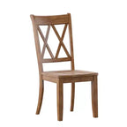 Sedia da pranzo in legno senza braccioli con doppio schienale a X, vari colori, set da 2