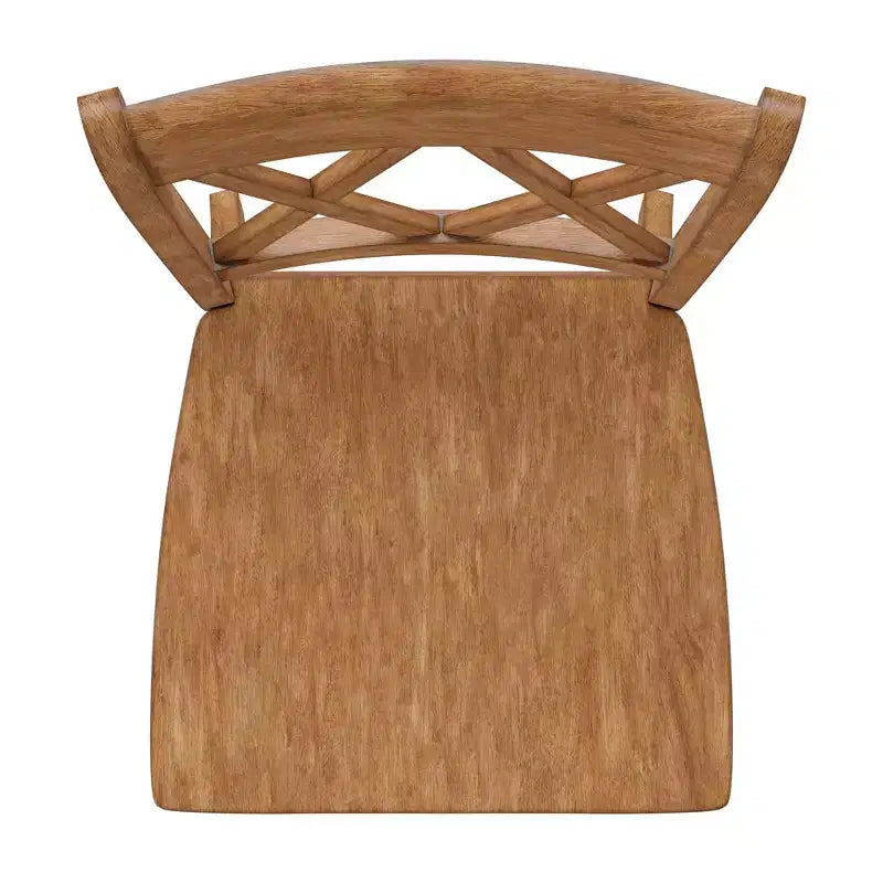 Sedia da pranzo in legno senza braccioli con doppio schienale a X, vari colori, set da 2