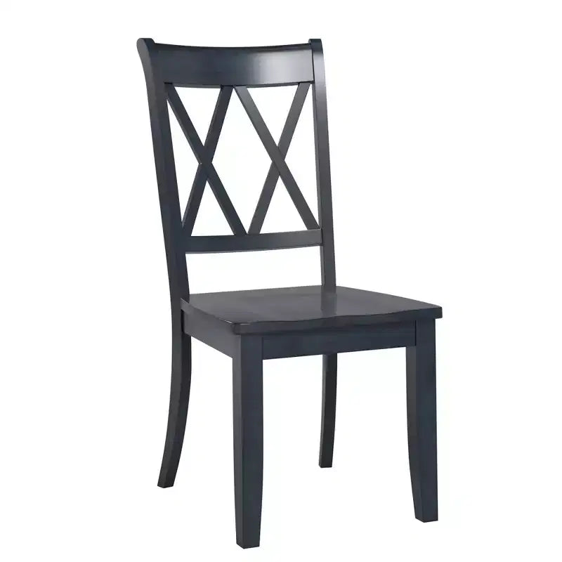 Sedia da pranzo in legno senza braccioli con doppio schienale a X, vari colori, set da 2