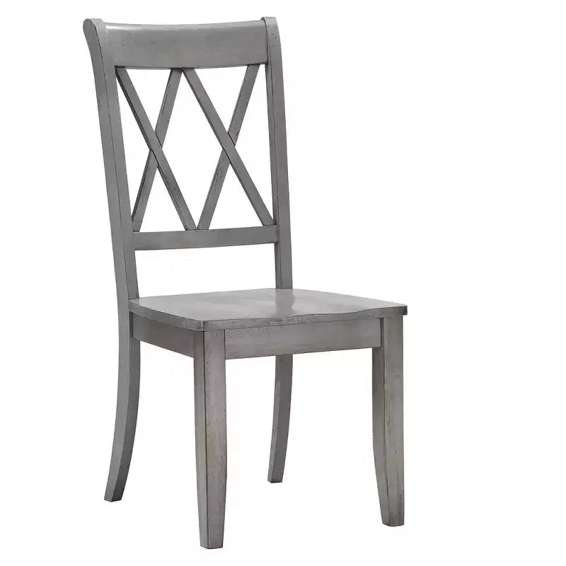 Sedia da pranzo in legno senza braccioli con doppio schienale a X, vari colori, set da 2