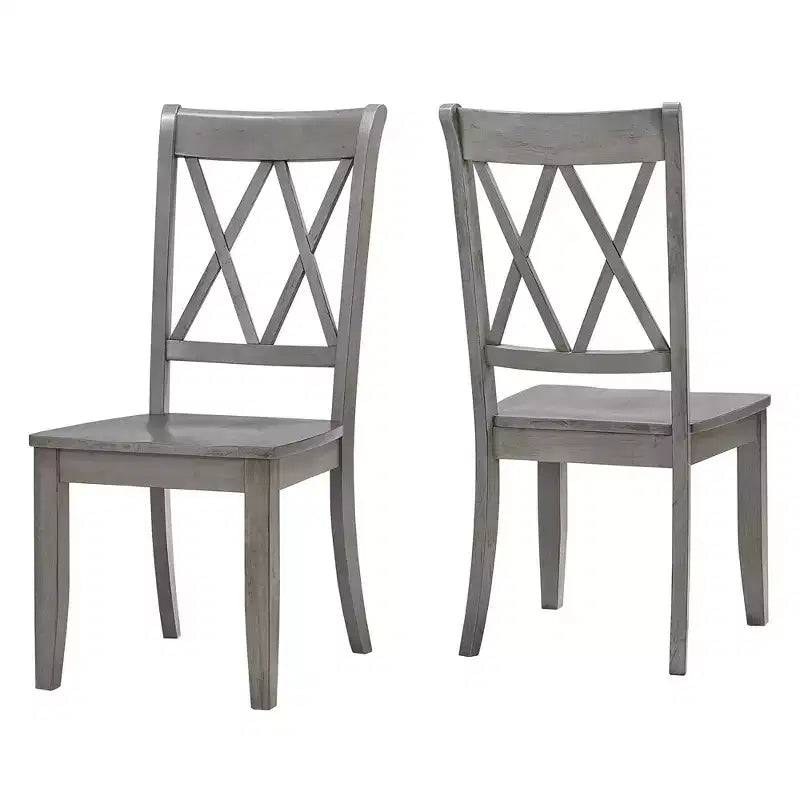 Sedia da pranzo in legno senza braccioli con doppio schienale a X, vari colori, set da 2