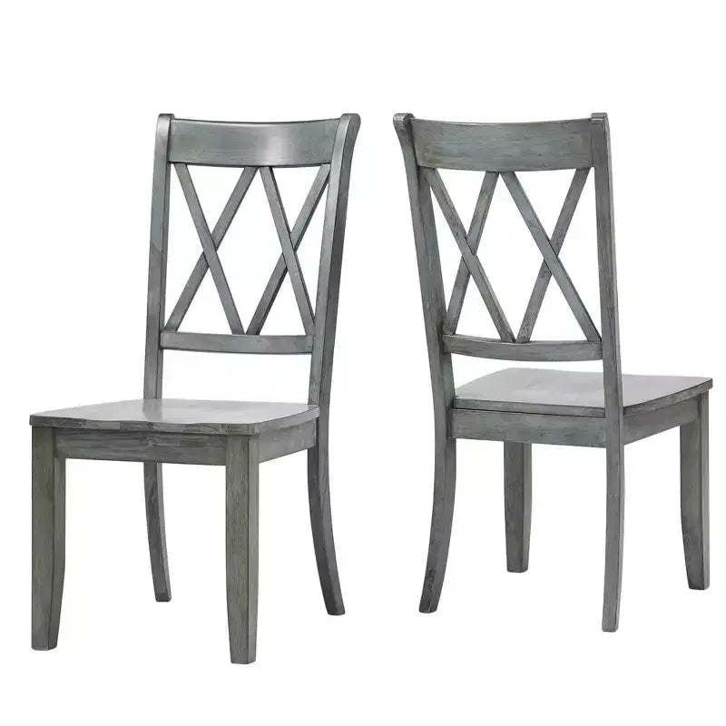 Sedia da pranzo in legno senza braccioli con doppio schienale a X, vari colori, set da 2