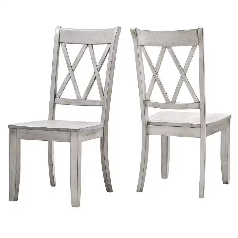Sedia da pranzo in legno senza braccioli con doppio schienale a X, vari colori, set da 2