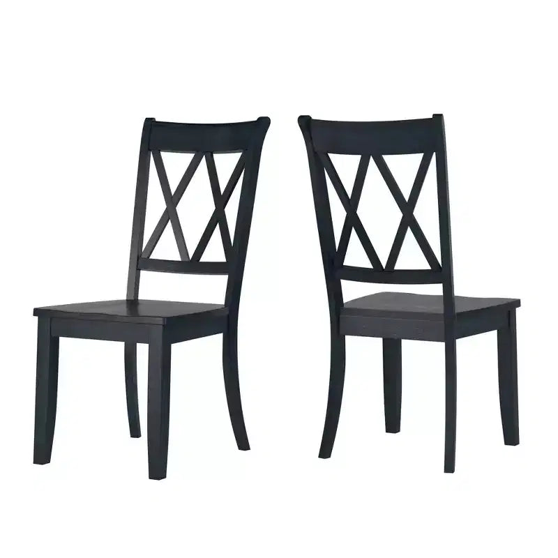 Sedia da pranzo in legno senza braccioli con doppio schienale a X, vari colori, set da 2