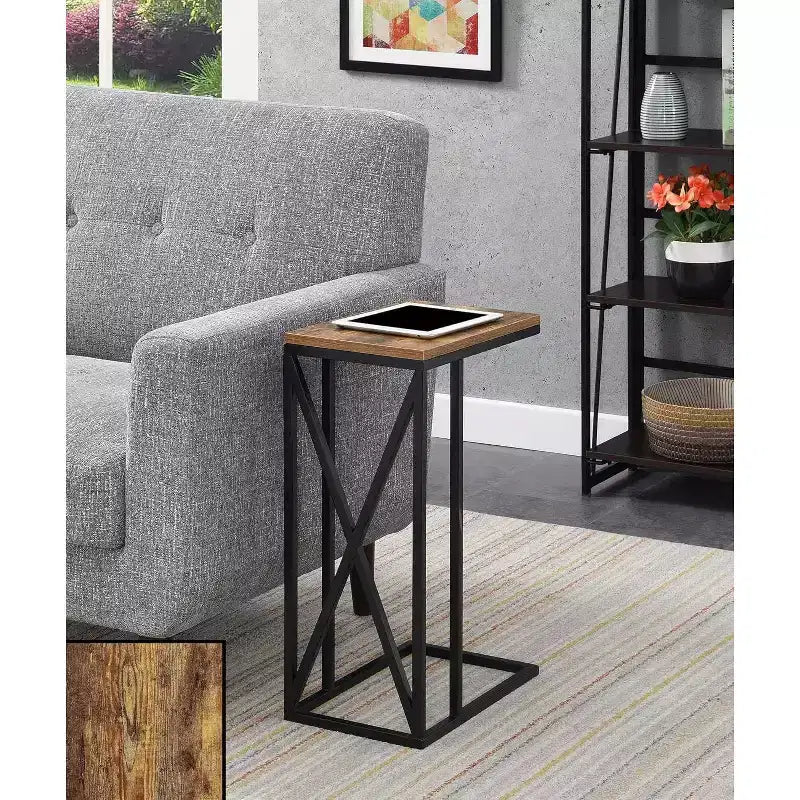 Tavolino rettangolare in legno a C, multicolore, 1 pezzo