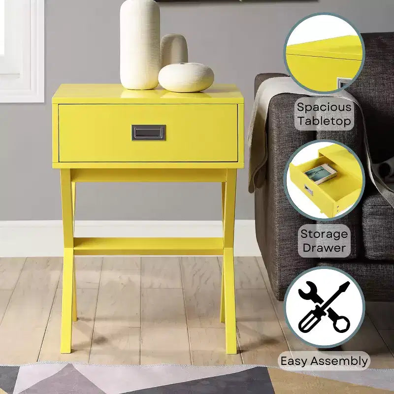 Tavolino rettangolare in legno a C, multicolore, 1 pezzo