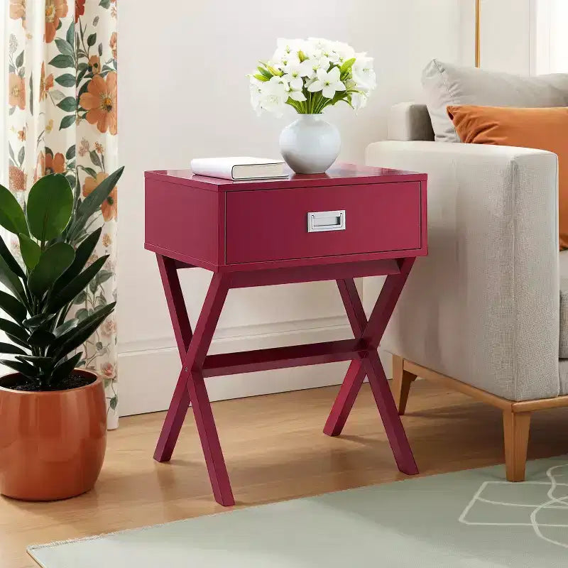 Tavolino rettangolare in legno a C, multicolore, 1 pezzo