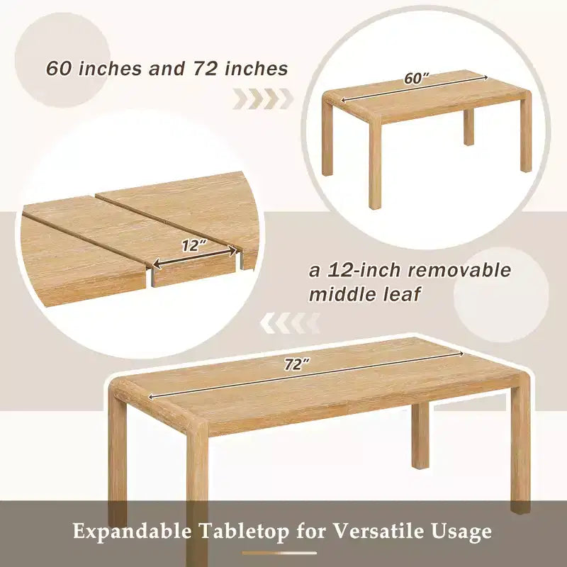 Set Tavolo da Pranzo Allungabile Espresso/Naturale per 6, in Legno di Gomma