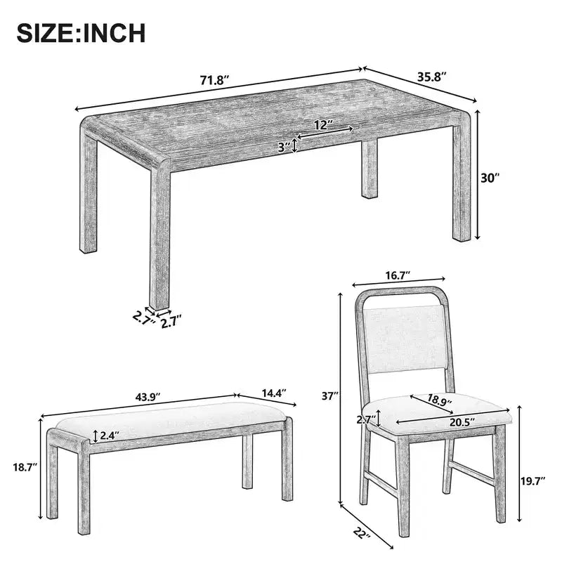 Set Tavolo da Pranzo Allungabile Espresso/Naturale per 6, in Legno di Gomma
