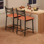 Sgabelli da bar in PU nero/marrone/oro, schienale a X, set da 4
