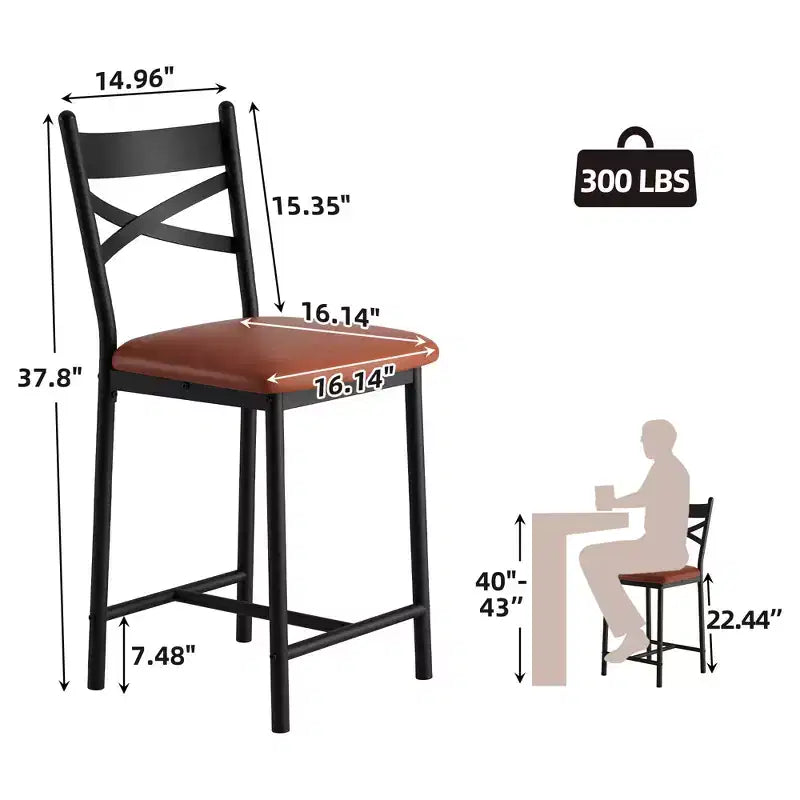 Sgabelli da bar in PU nero/marrone/oro, schienale a X, set da 4