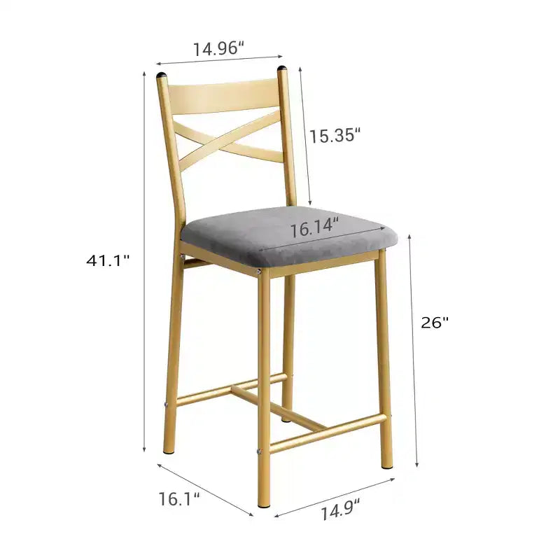 Sgabelli da bar in PU nero/marrone/oro, schienale a X, set da 4