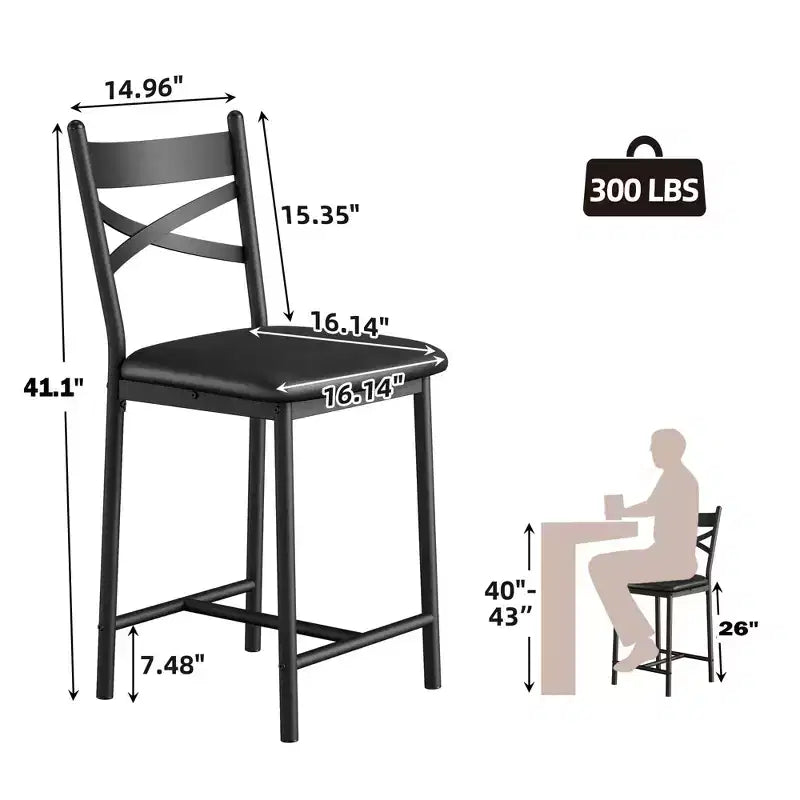 Sgabelli da bar in PU nero/marrone/oro, schienale a X, set da 4