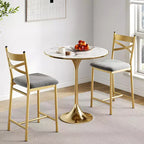 Sgabelli da bar in PU nero/marrone/oro, schienale a X, set da 4