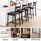 Sgabelli da bar in PU nero/marrone/oro, schienale a X, set da 4