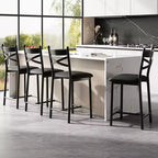 Sgabelli da bar in PU nero/marrone/oro, schienale a X, set da 4