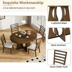 Set da pranzo rotondo allungabile da 5 pezzi, Naturale/Noce, 4 posti a sedere