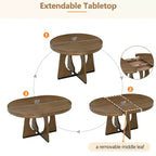 Set da pranzo rotondo allungabile da 5 pezzi, Naturale/Noce, 4 posti a sedere