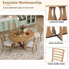 Set da pranzo rotondo allungabile da 5 pezzi, Naturale/Noce, 4 posti a sedere