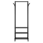 VEVOR Clothes Rack, Rolling Clothing Garment Rack with Hanging Rod and Side Hooks, 3 Storage Shelves, 99 lbs Load Capacity, Black