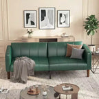 Divano Letto Futon in Similpelle Nera/Verde, Stile Mid-Century, Posti a Sedere/Letto per 1