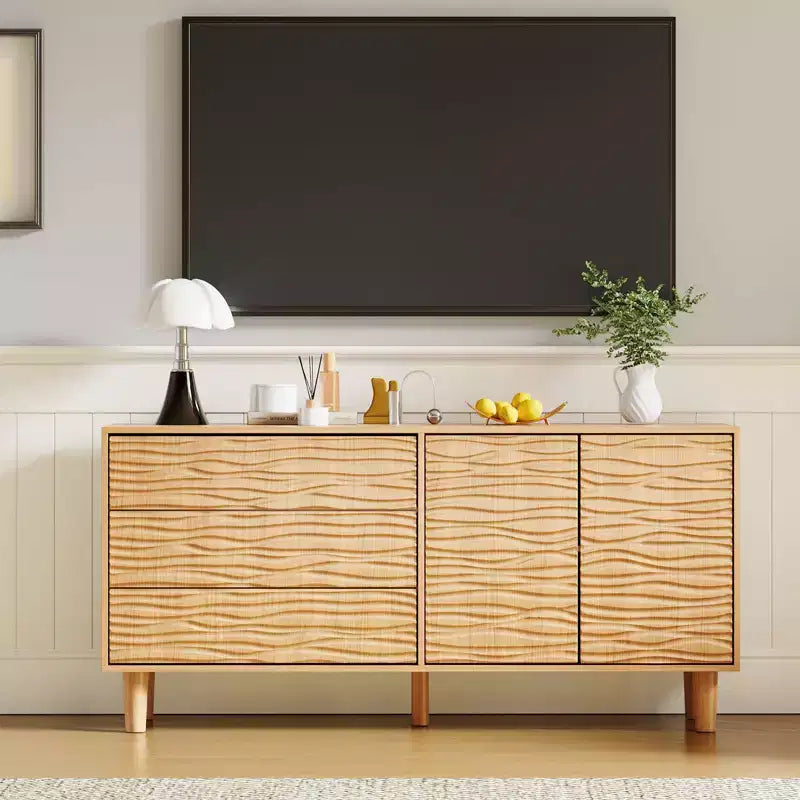 Credenza/Buffet in teak marrone stile Mid-Century | 3 Cassetti e 2 Ante | 155 cm