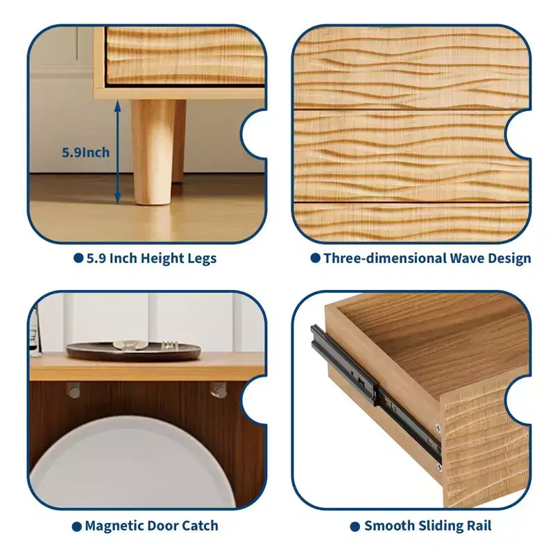 Credenza/Buffet in teak marrone stile Mid-Century | 3 Cassetti e 2 Ante | 155 cm