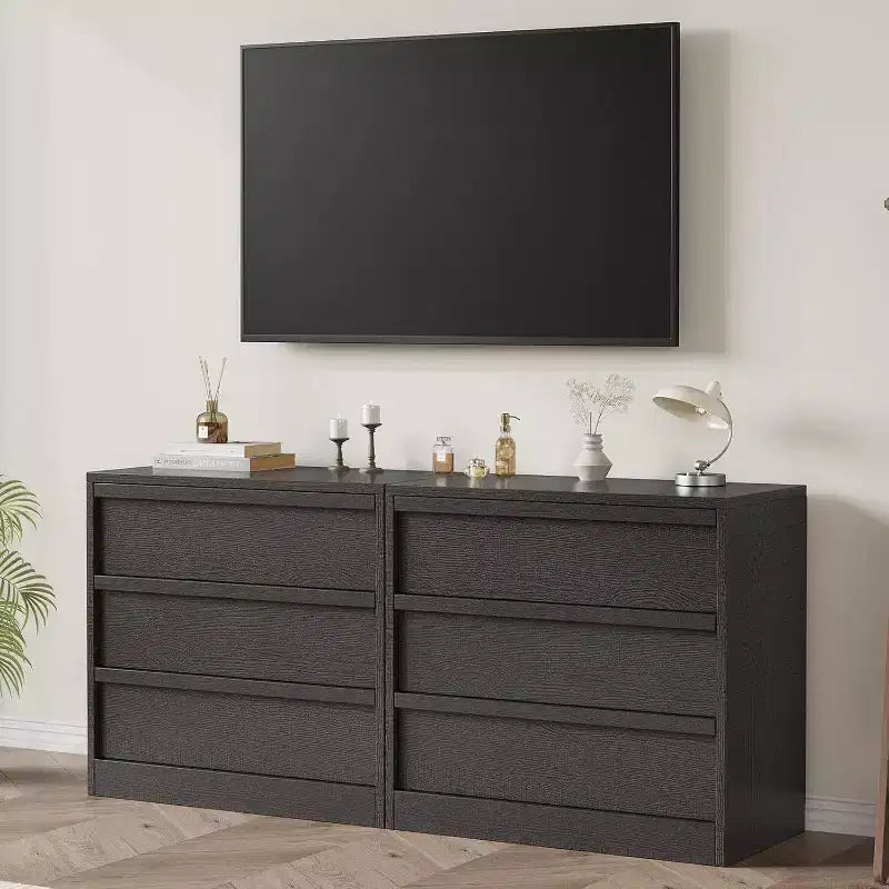 Comodino singolo moderno nero a 3 cassetti
