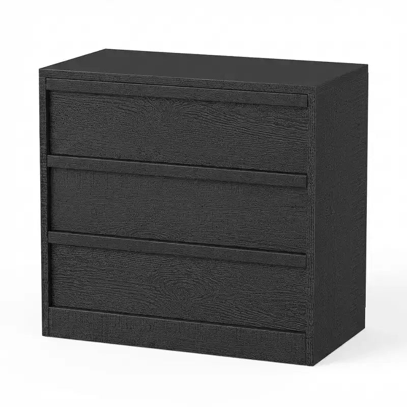 Comodino singolo moderno nero a 3 cassetti