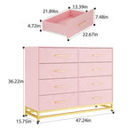 Cassettiera a 8 cassetti in legno naturale e oro, stile moderno, monoposto