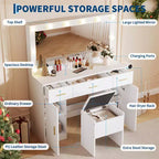 Set scrivania da trucco con specchio illuminato a LED bianco, singolo, 3 cassetti e 2 armadietti