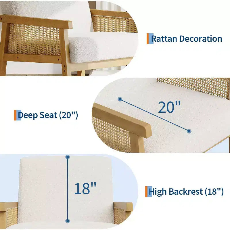 Poltrona accent Rattan schienale alto bianca/marrone, imbottita, seduta singola