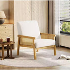 Poltrona accent Rattan schienale alto bianca/marrone, imbottita, seduta singola