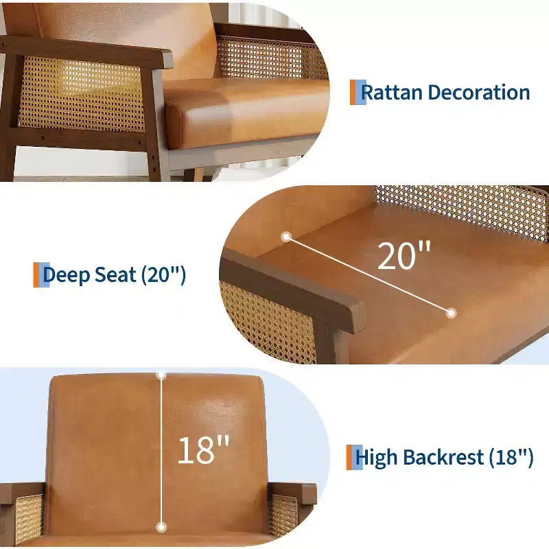 Poltrona accent Rattan schienale alto bianca/marrone, imbottita, seduta singola