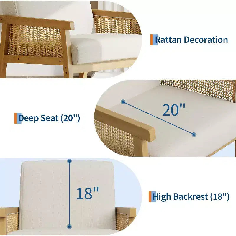 Poltrona accent Rattan schienale alto bianca/marrone, imbottita, seduta singola