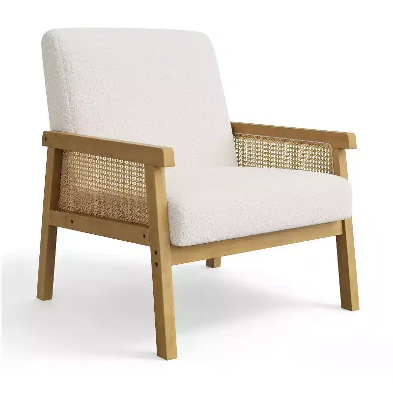 Poltrona accent Rattan schienale alto bianca/marrone, imbottita, seduta singola