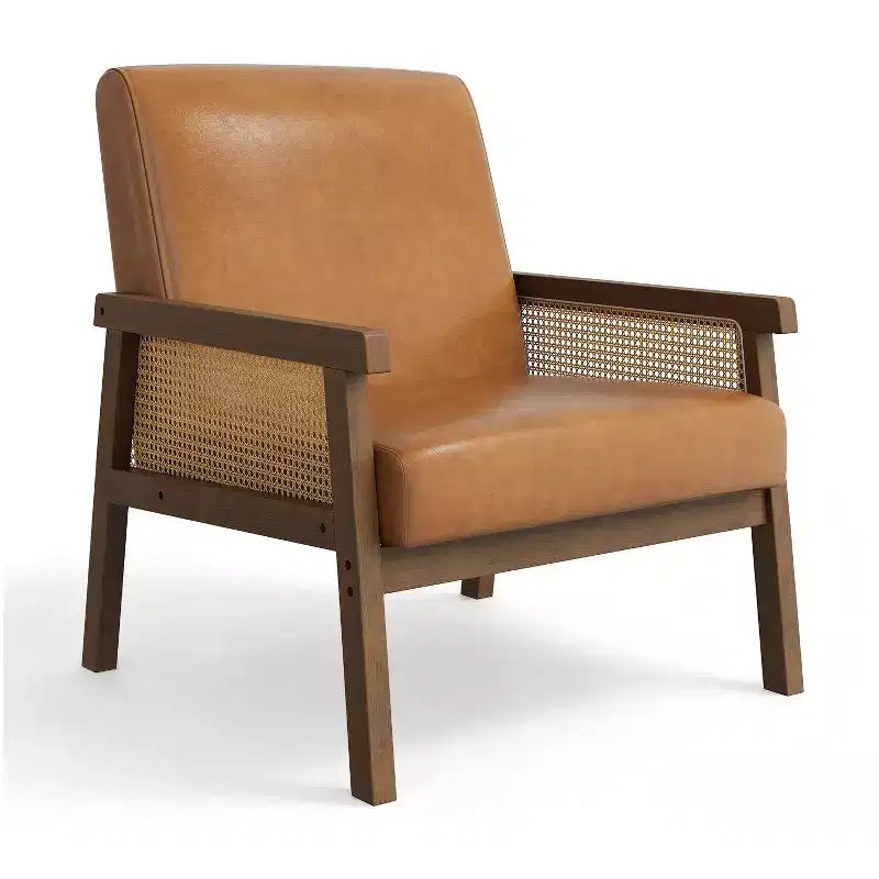 Poltrona accent Rattan schienale alto bianca/marrone, imbottita, seduta singola